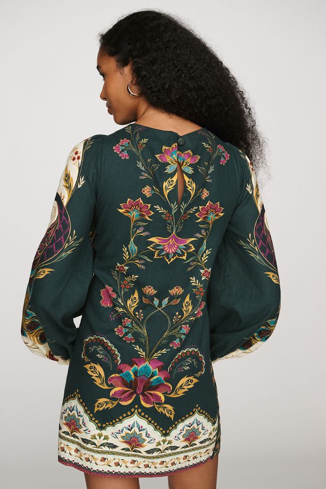 Farm Rio x Anthropologie Linen Blend Long-Sleeve Mini Dress #3