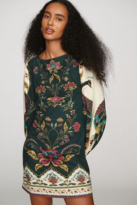 Farm Rio x Anthropologie Linen Blend Long-Sleeve Mini Dress