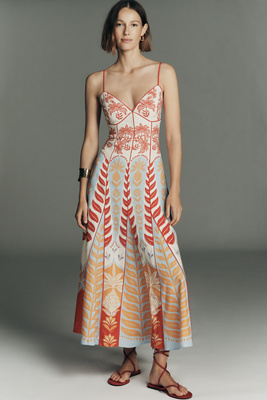 Anthropologie x Farm Rio Sleeveless V-Neck A-Line Maxi Dress