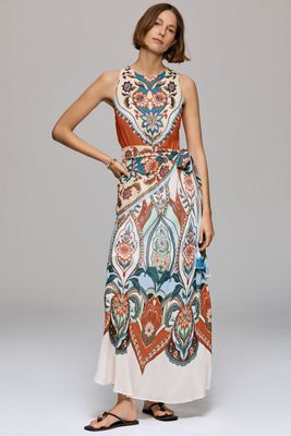 chinese dress ladies White Crochet Halter Neck Sheer Midi Dress