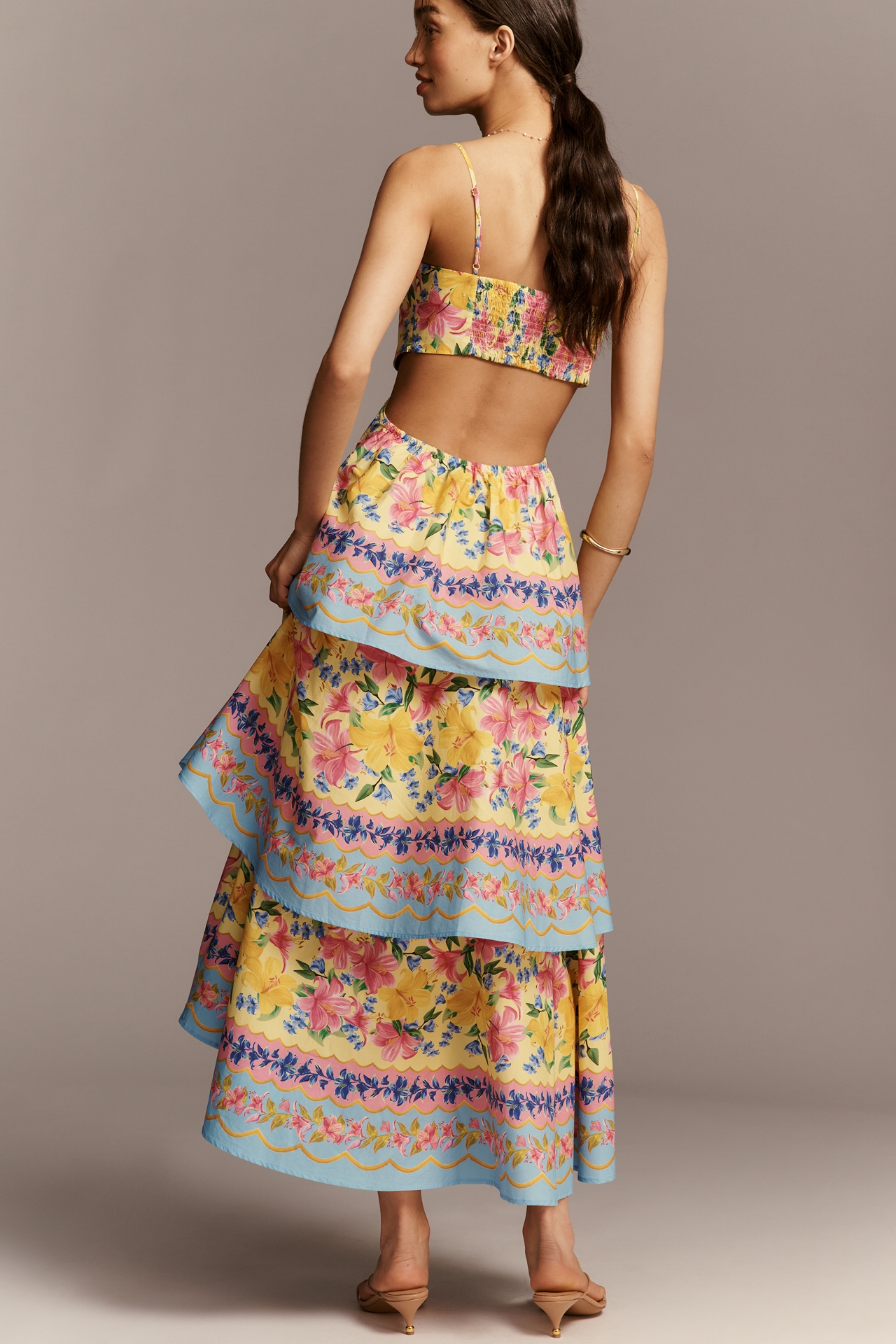 Farm Rio x Anthropologie Cotton Tiered Midi Dress