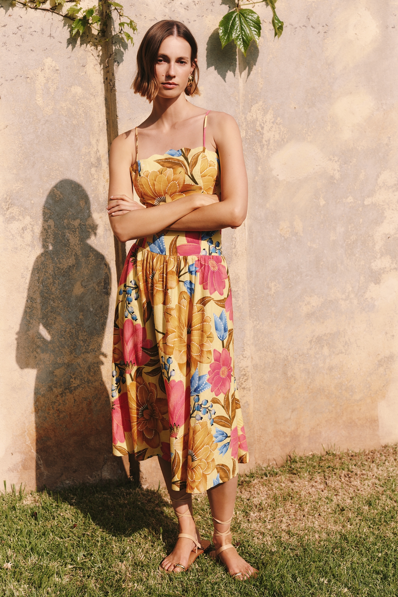 Farm Rio x Anthropologie Linen Blend Midi Dress