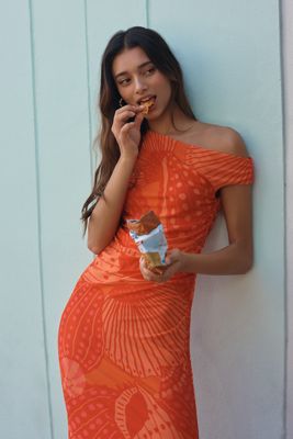 strapless open back dress Anthropologie Coral One Shoulder Dress – Six Sisters Boutique-NULU main image 0