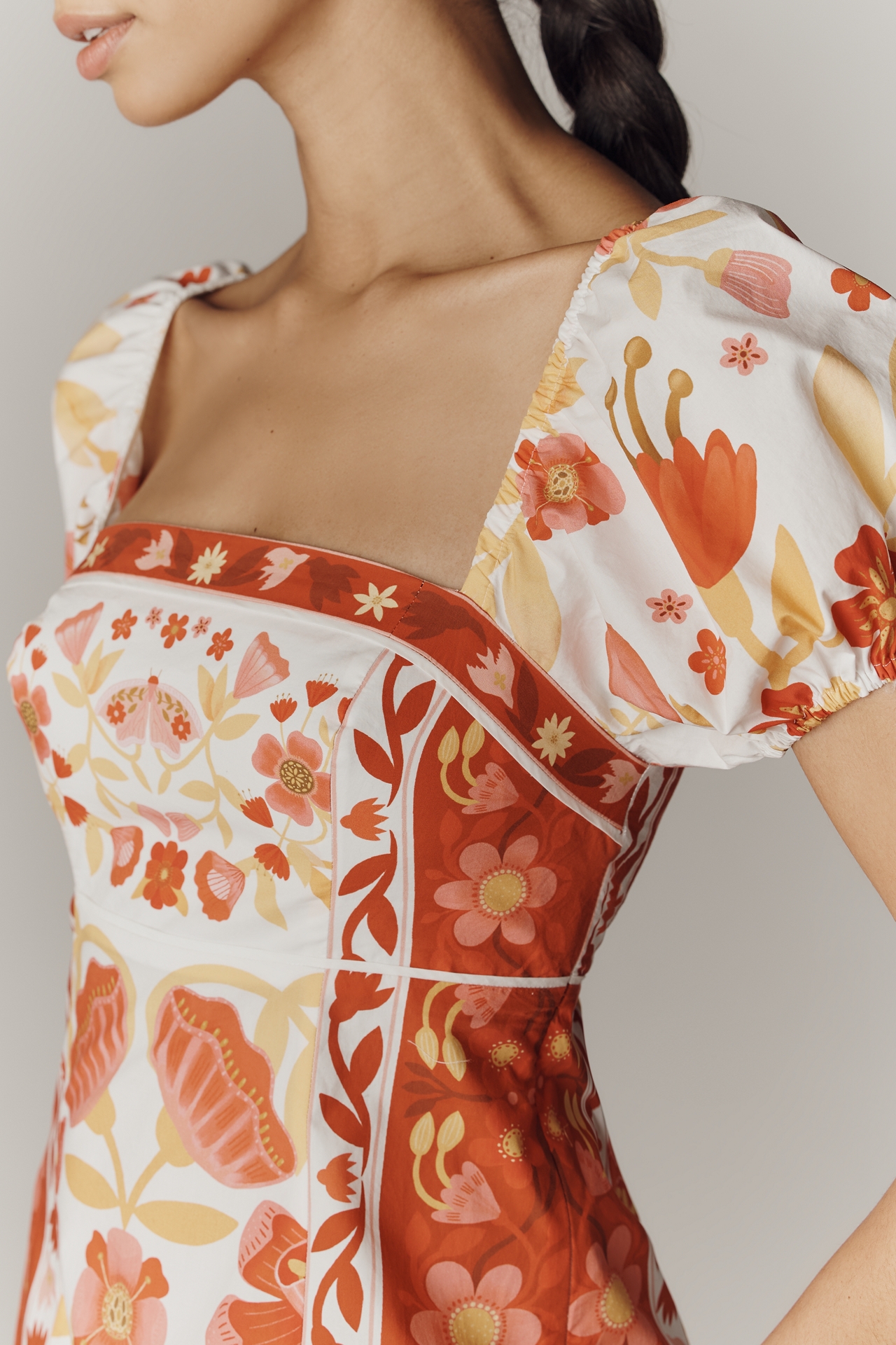 Farm Rio x Anthropologie Cotton Puff-Sleeve Midi Dress
