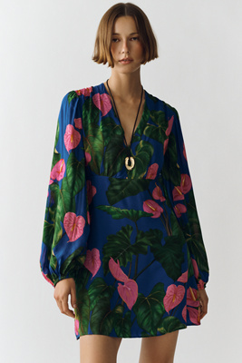 Farm Rio x Anthropologie V-Neck Printed Mini Dress