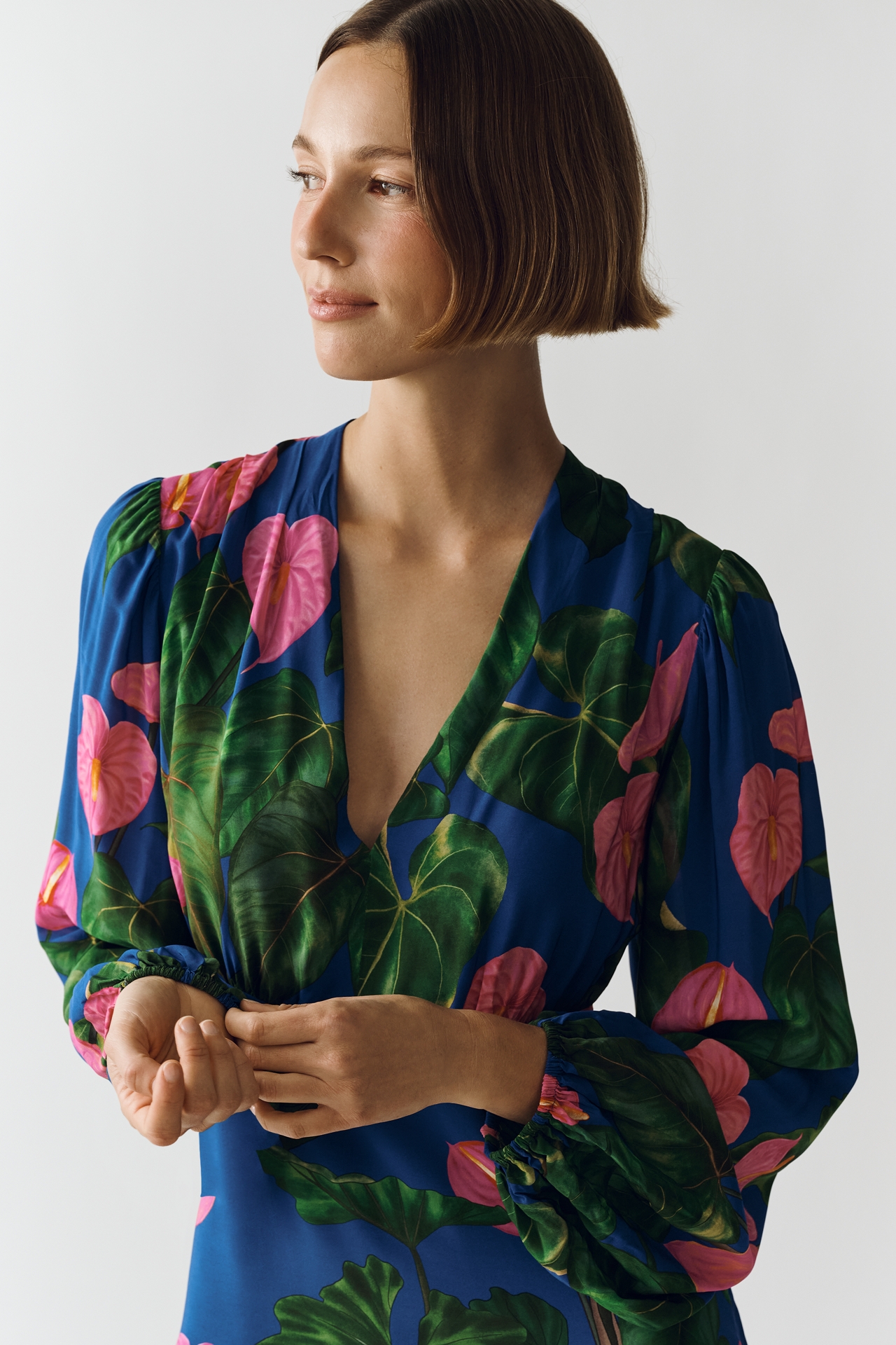 Farm Rio x Anthropologie V-Neck Printed Mini Dress