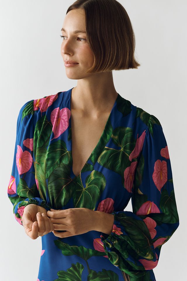 Farm Rio x Anthropologie V-Neck Printed Mini Dress | Anthropologie