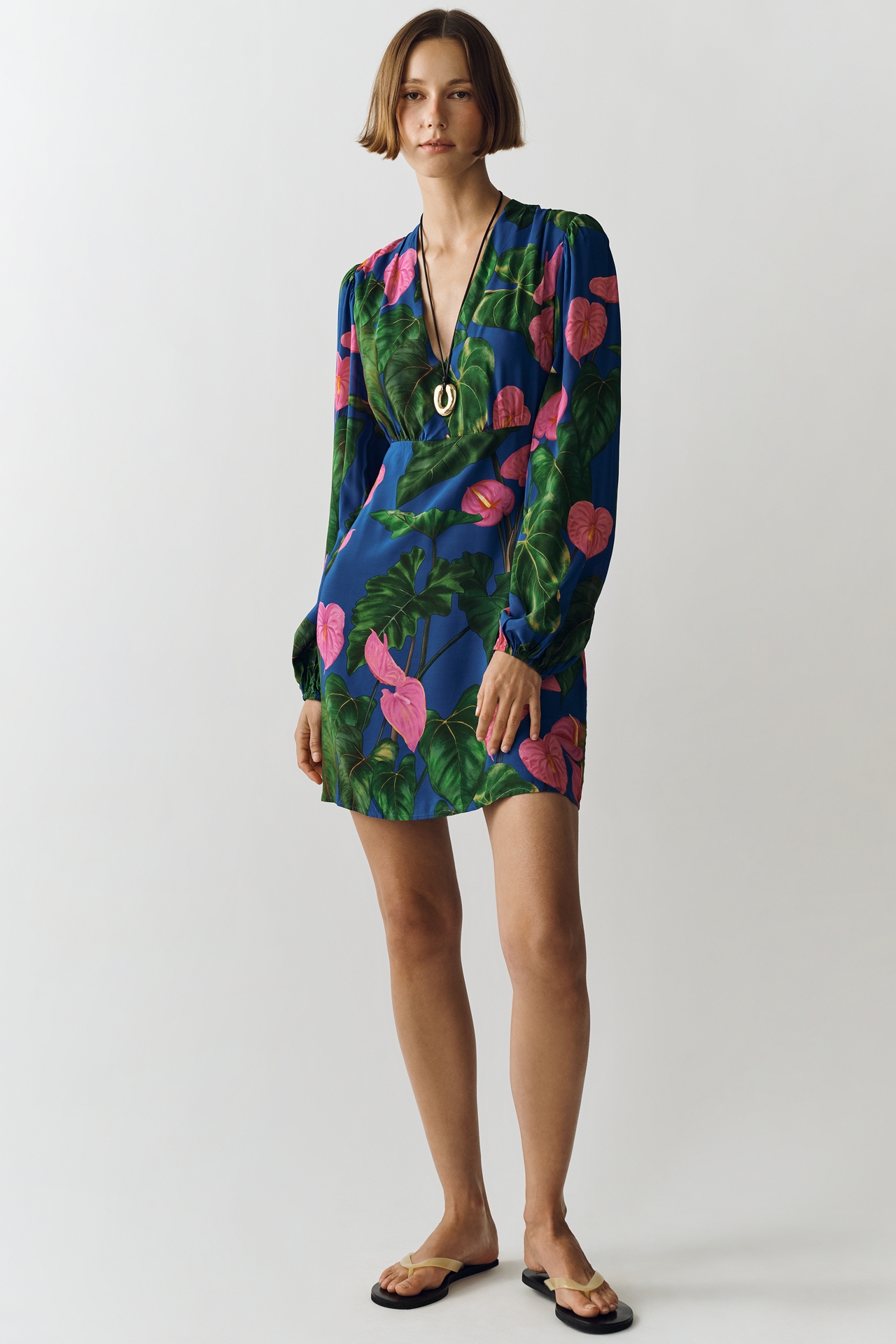 Farm Rio x Anthropologie V-Neck Printed Mini Dress