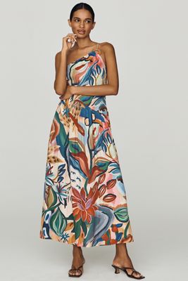 Farm Rio x Anthropologie One-Shoulder Midi Dress