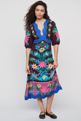 Farm Rio x Anthropologie Scalloped Maxi Dress