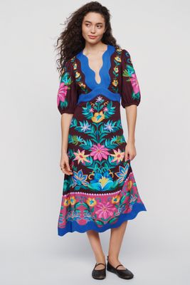 Farm Rio x Anthropologie Scalloped Maxi Dress