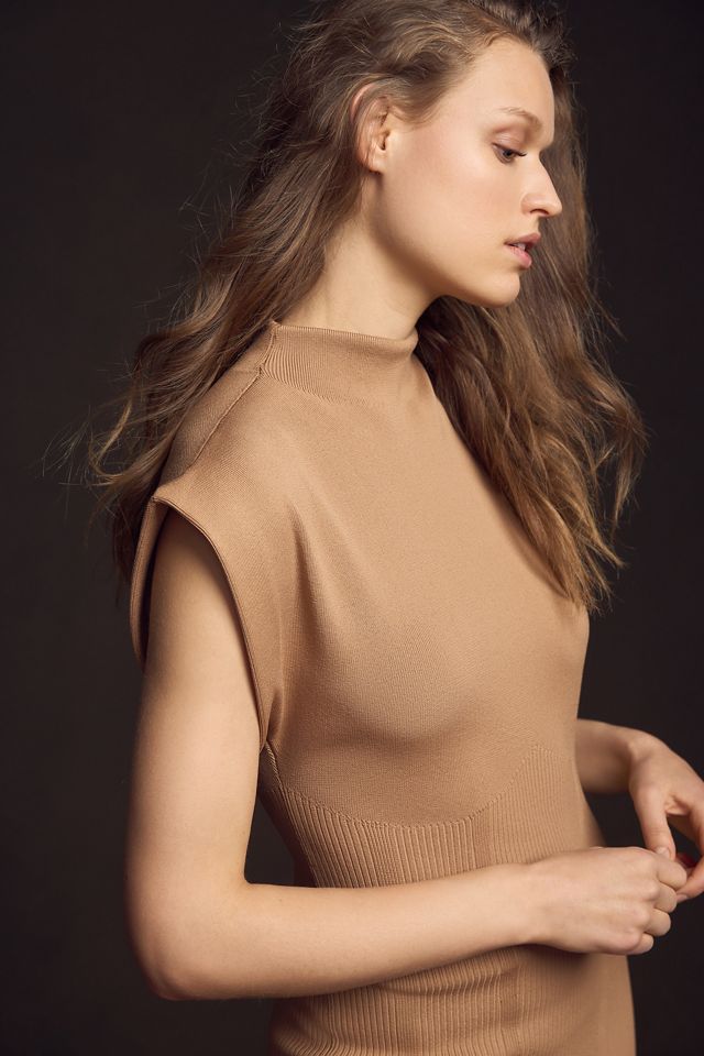 By Anthropologie Mock-Neck Cap-Sleeve Mini Dress #1