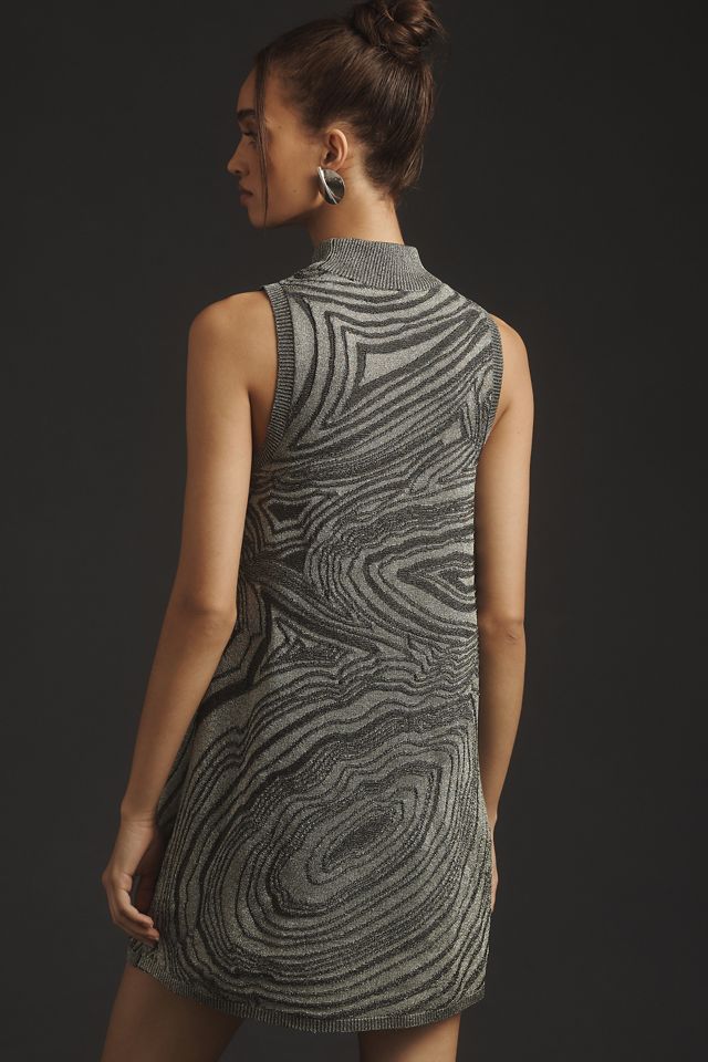 By Anthropologie Metallic Sleeveless Mock-Neck Sweater Mini Dress #2