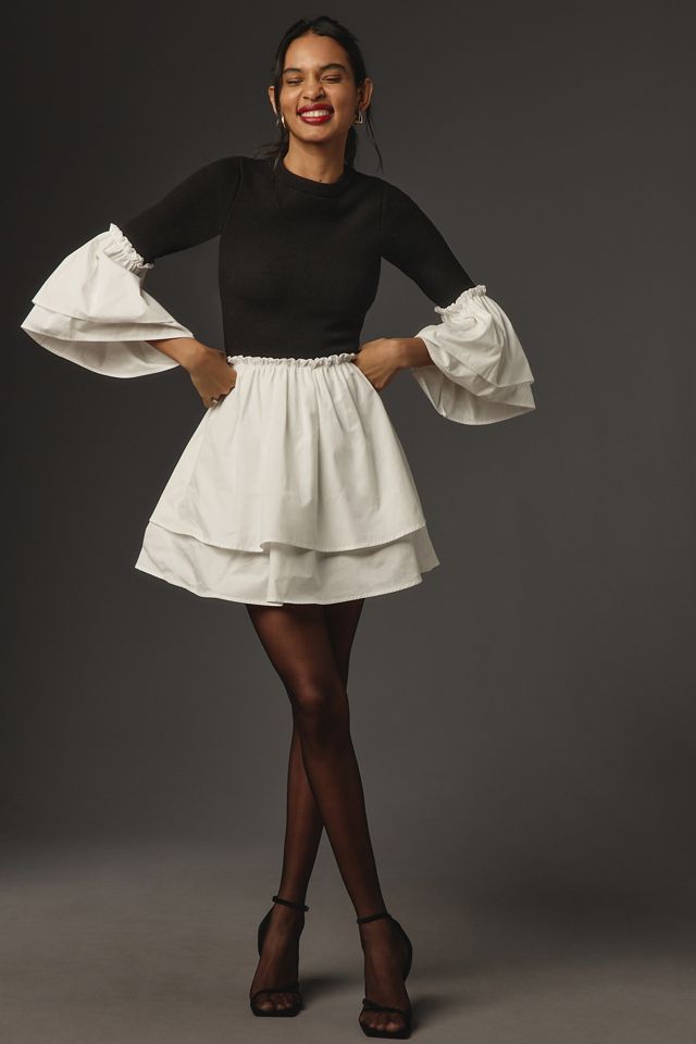 white crochet knit dress Women's Sandy Holidays Crochet Knit Long Sleeve Cover Up Dress in White