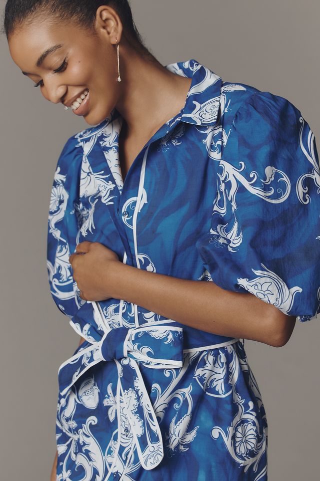 Celina Moon Janeli-Sky Cotton Midi Dress | Anthropologie