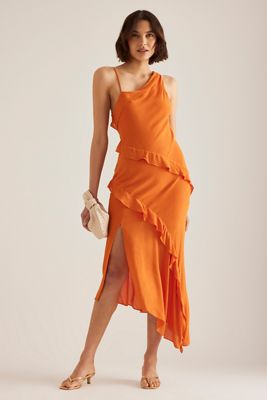 Vestido midi con volantes asimétricos Samsoe Samsoe Samoena