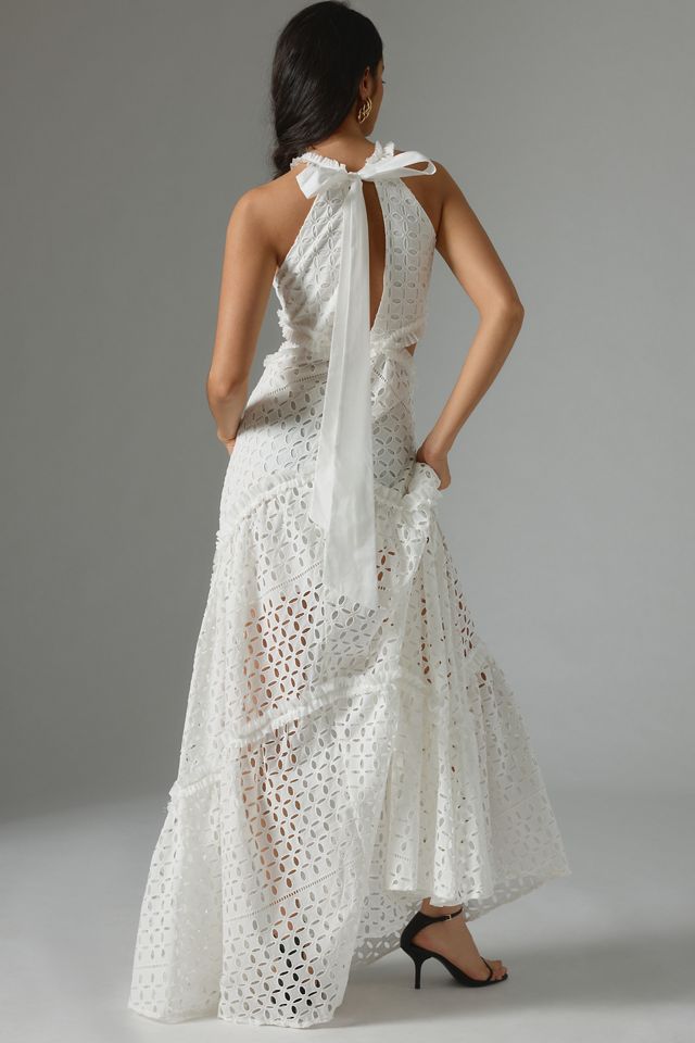 LACE The Label Eyelet Cutout Halter Dress | Anthropologie