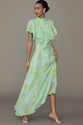 Second Female @ Anthropologie light blue puckered maxi long cotton sun dress medium UK 12 vgc