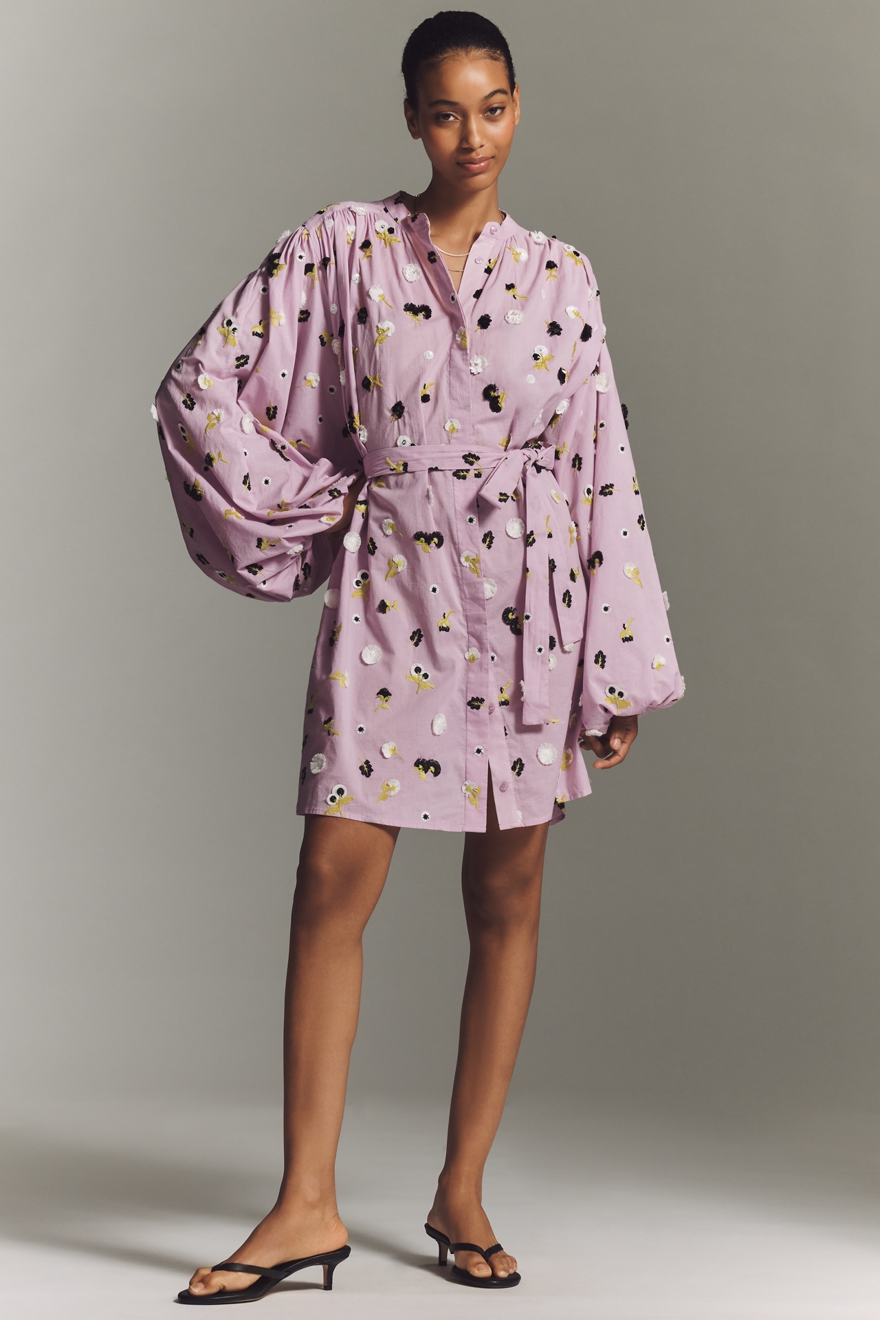 Essentiel Antwerp Jalen Cotton Puff-Sleeve Shirt Dress