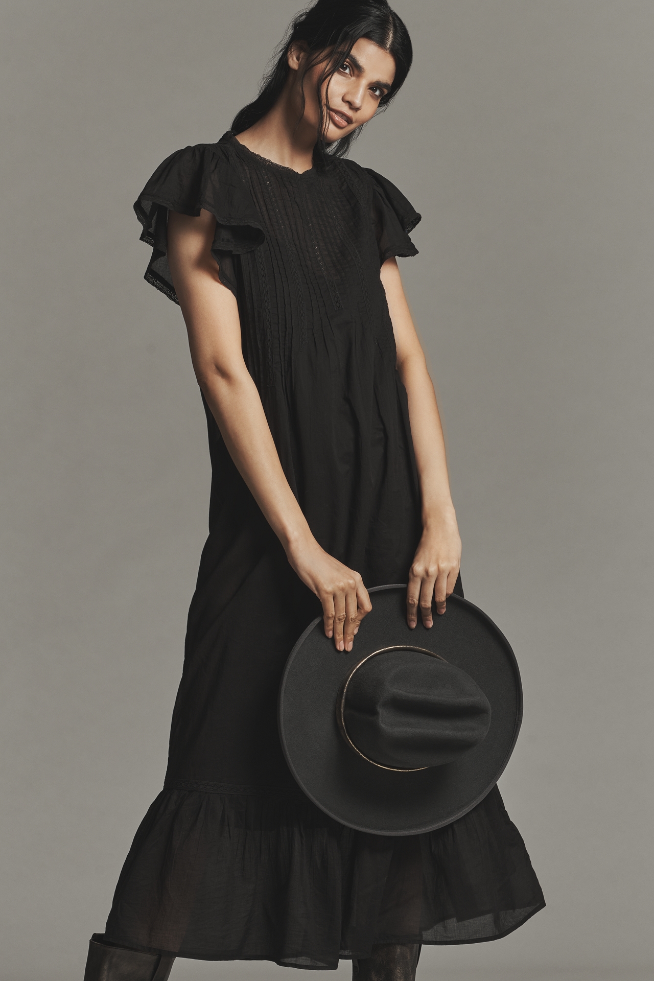 Scotch & Soda Cotton Short-Sleeve Pleated Midi Dress