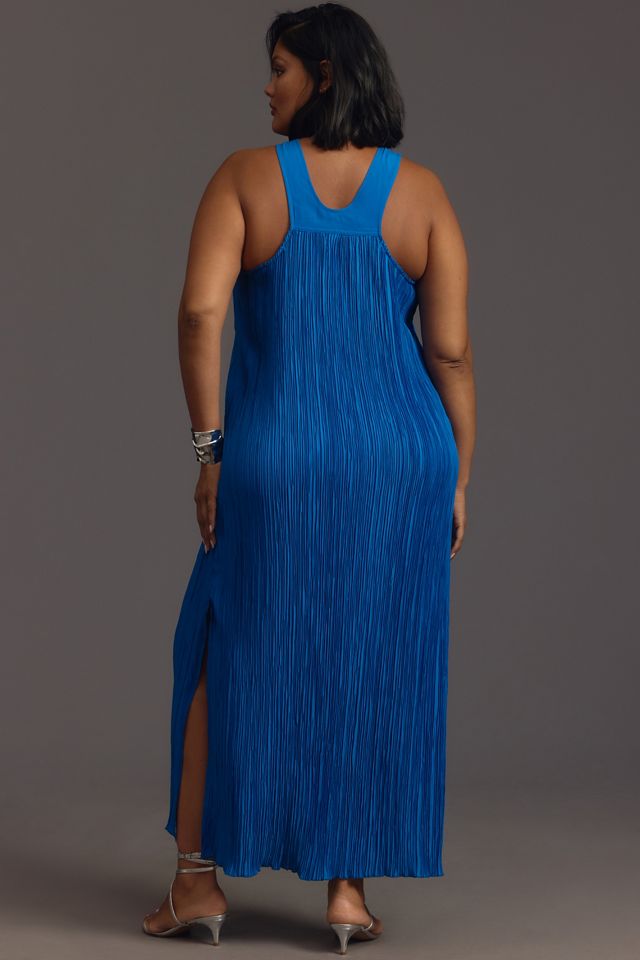 By Anthropologie Halter Plissé Maxi Dress #5