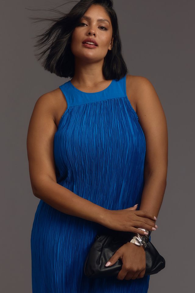 By Anthropologie Halter Plissé Maxi Dress #6