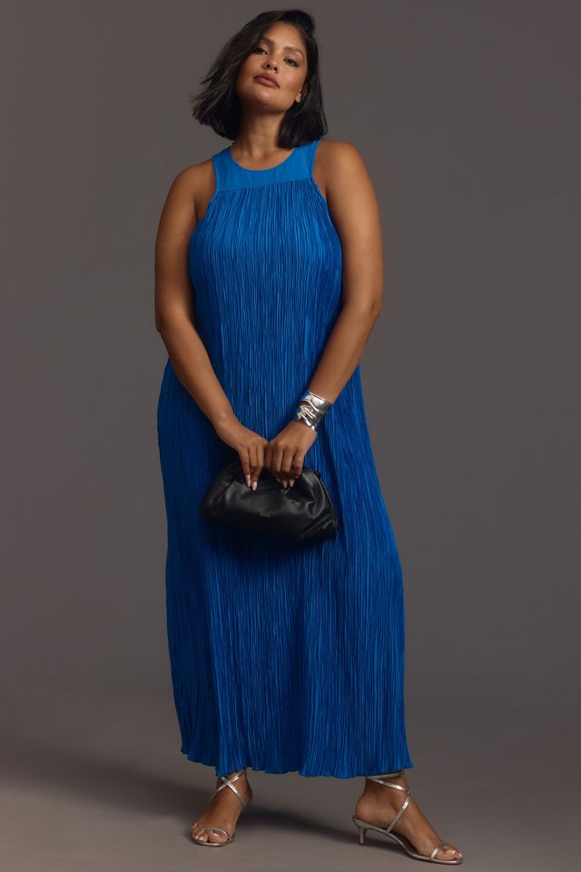 By Anthropologie Halter Plissé Maxi Dress #3
