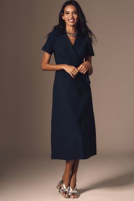 Maeve The Colette Wrap Midi Dress By  In Blue