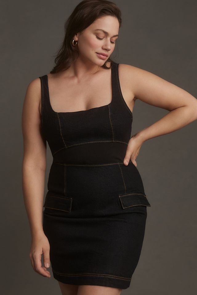 By Anthropologie Sleeveless Square-Neck Slim Knit Mini Dress #7