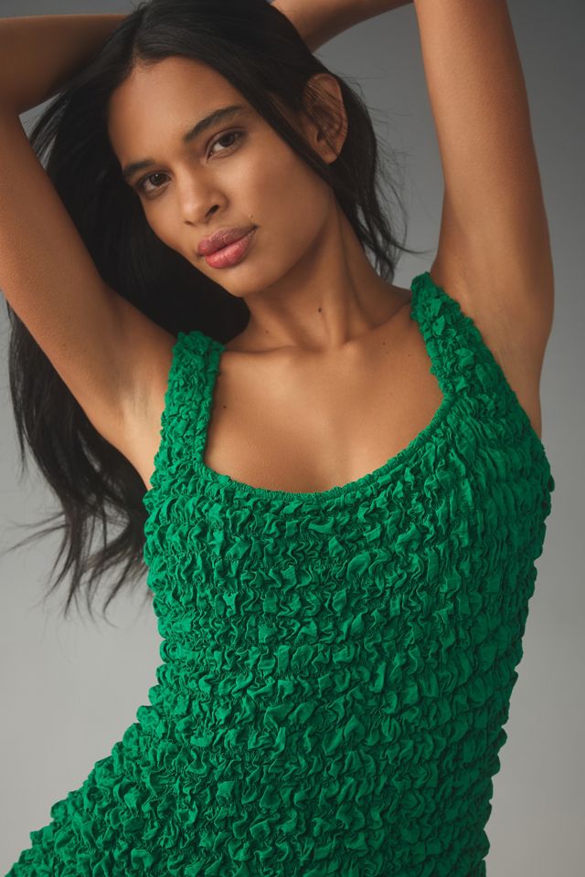 By Anthropologie Square-Neck Pebble-Smocked Dress #3