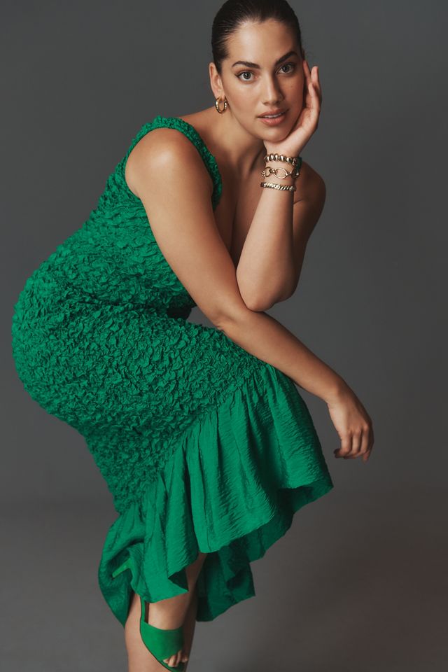 By Anthropologie Square-Neck Pebble-Smocked Dress #5
