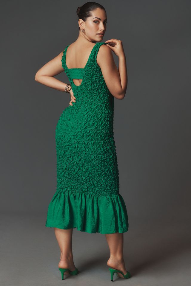 By Anthropologie Square-Neck Pebble-Smocked Dress #6