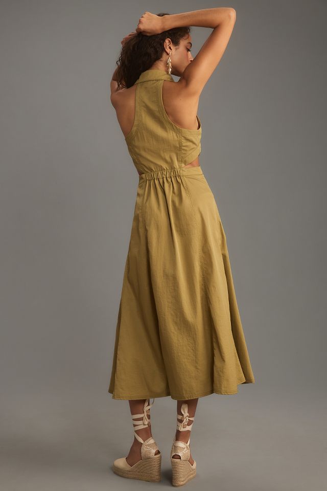Pilcro Halter Plunge Midi Dress | Anthropologie