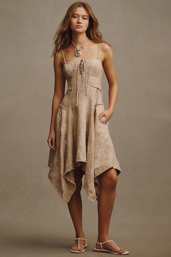 By Anthropologie Corset Lace-Up Seamed Mini Dress