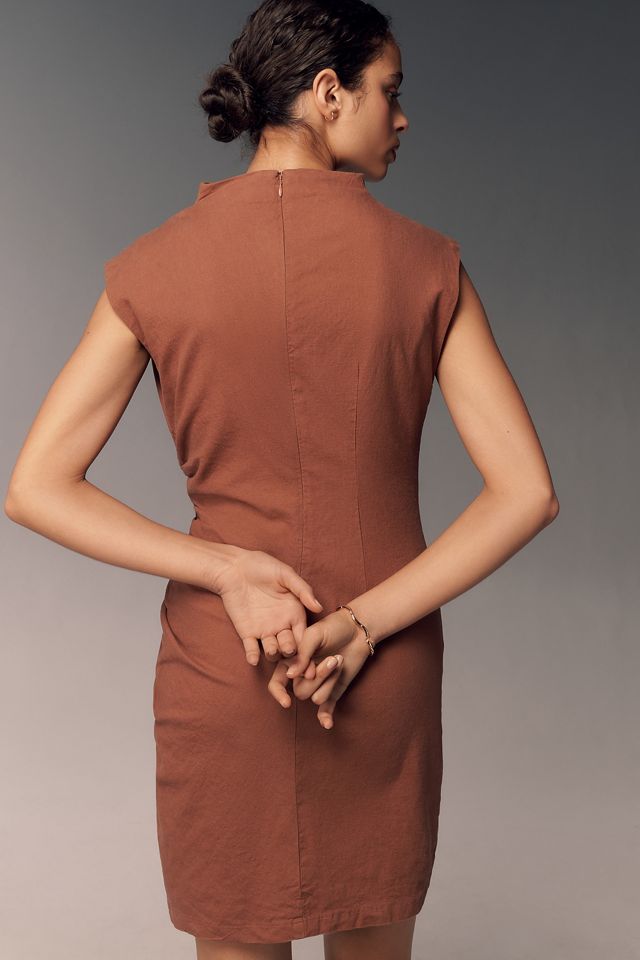 The Linen Maya Ruched Cowl-Neck Dress: Mini Edition #1