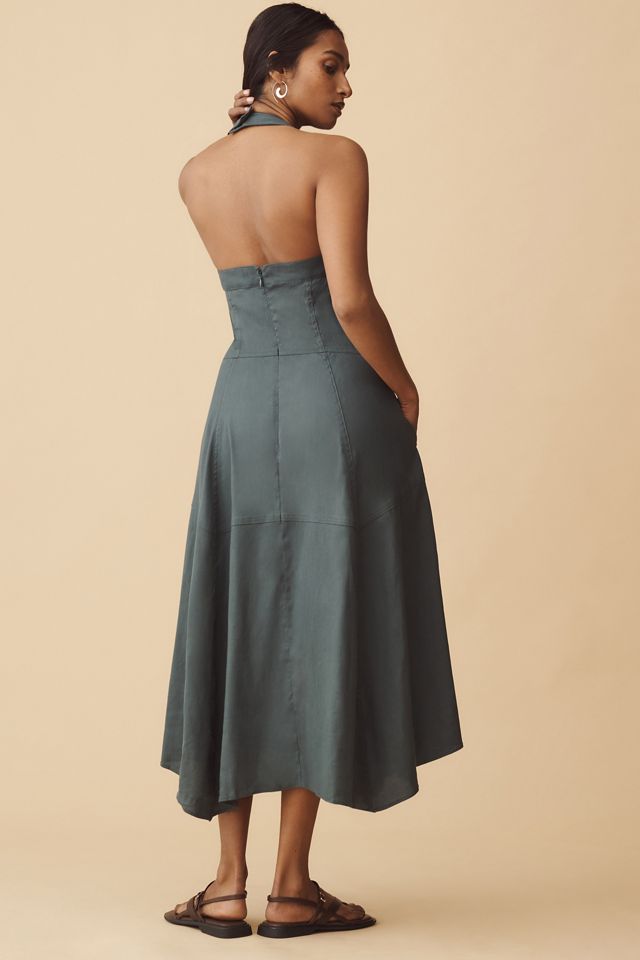 By Anthropologie Stretch Linen Halter Midi Dress #1