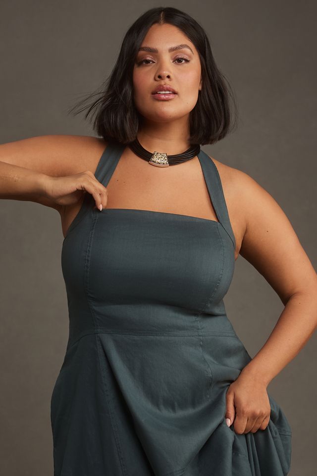 By Anthropologie Stretch Linen Halter Midi Dress #5