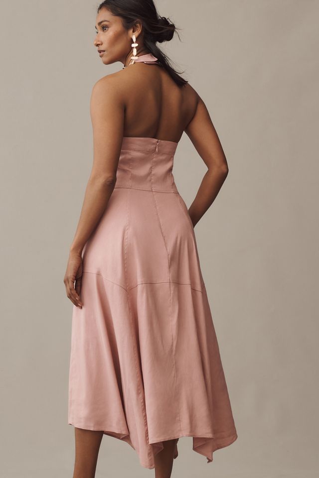 By Anthropologie Stretch Linen Halter Midi Dress #1