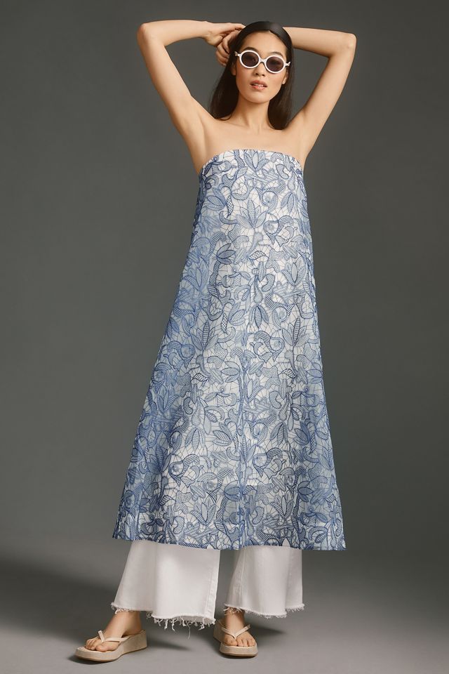 By Anthropologie Strapless Embroidered Lace Midi Dress | Anthropologie