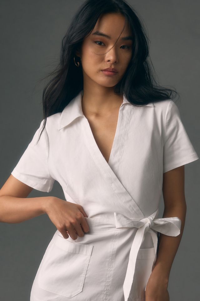 Maeve Short-Sleeve Linen Tie-Waist Midi Dress #1