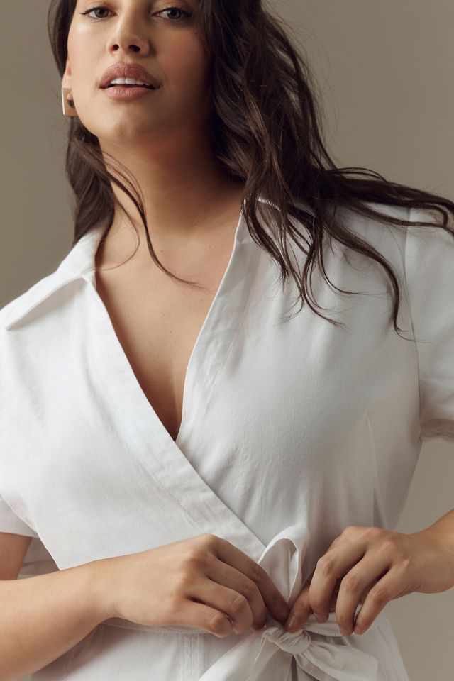 Maeve Short-Sleeve Linen Tie-Waist Midi Dress #5