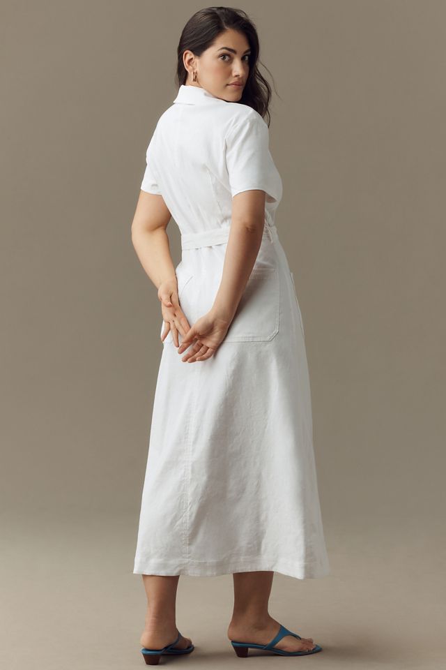 Maeve Short-Sleeve Linen Tie-Waist Midi Dress #6
