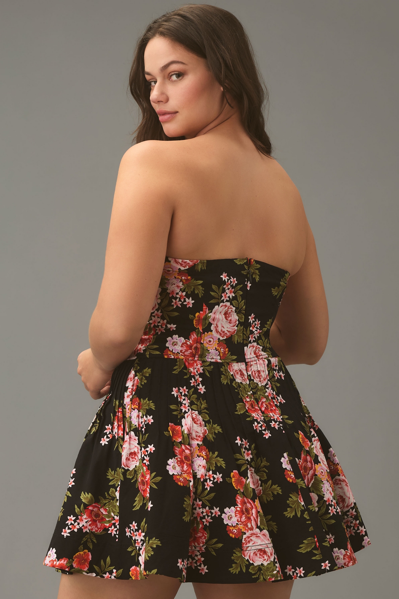 Maeve Strapless Flounce Mini Dress