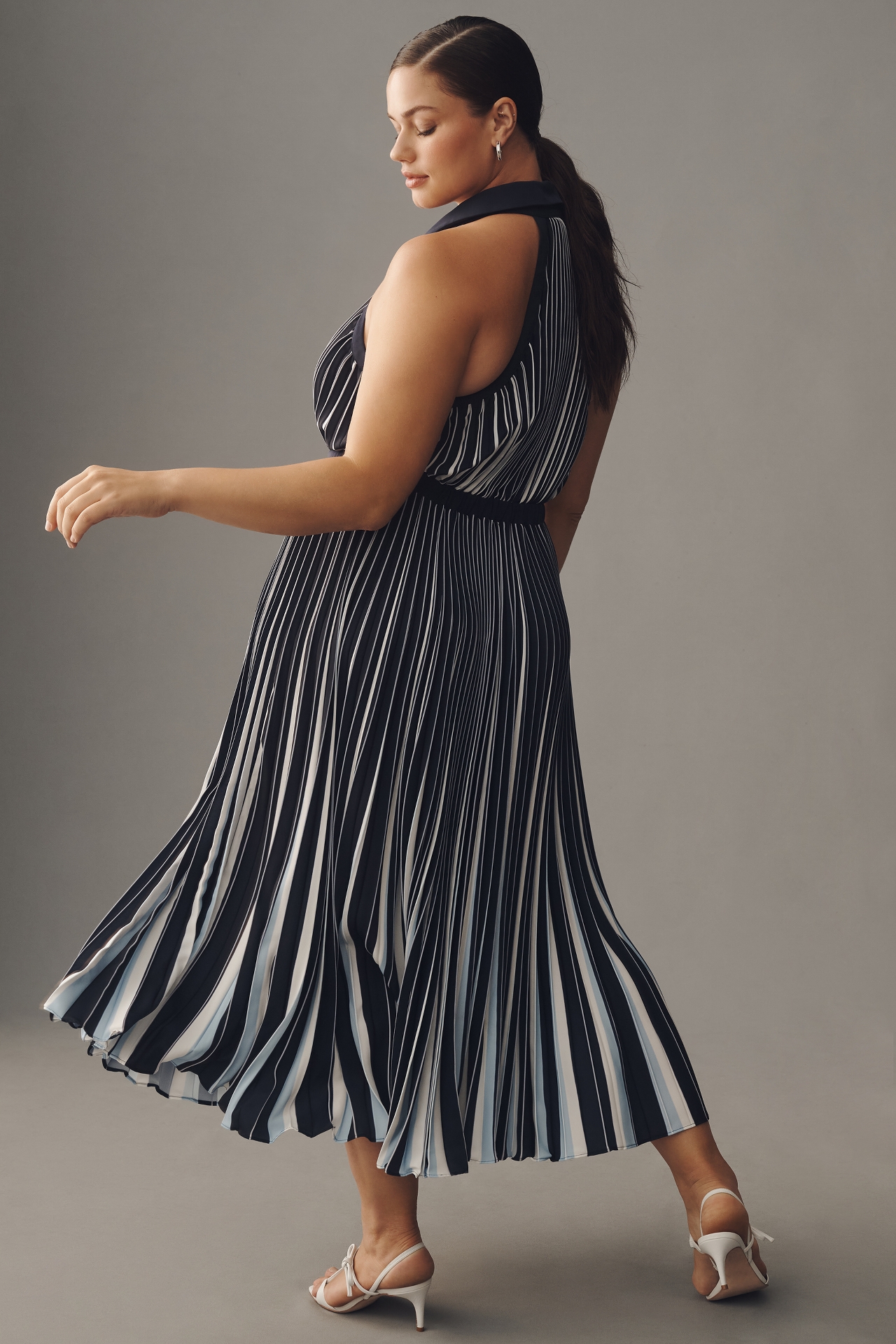 By Anthropologie Halter Pleated Midi Dress