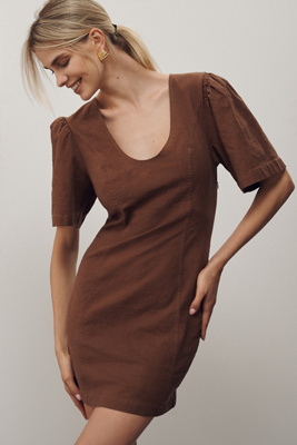 Robe Mini à Manches Bouffantes et Découpe au Dos en taille: M chez Anthropologie - Maeve - Modalova