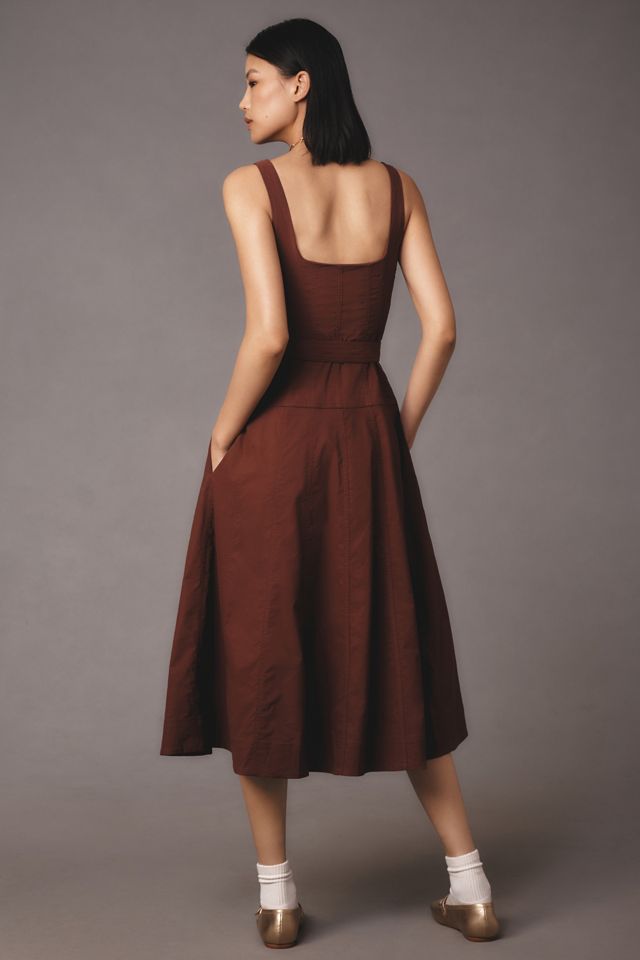 By Anthropologie Sleeveless Zip-Front Belted Midi Dress #1