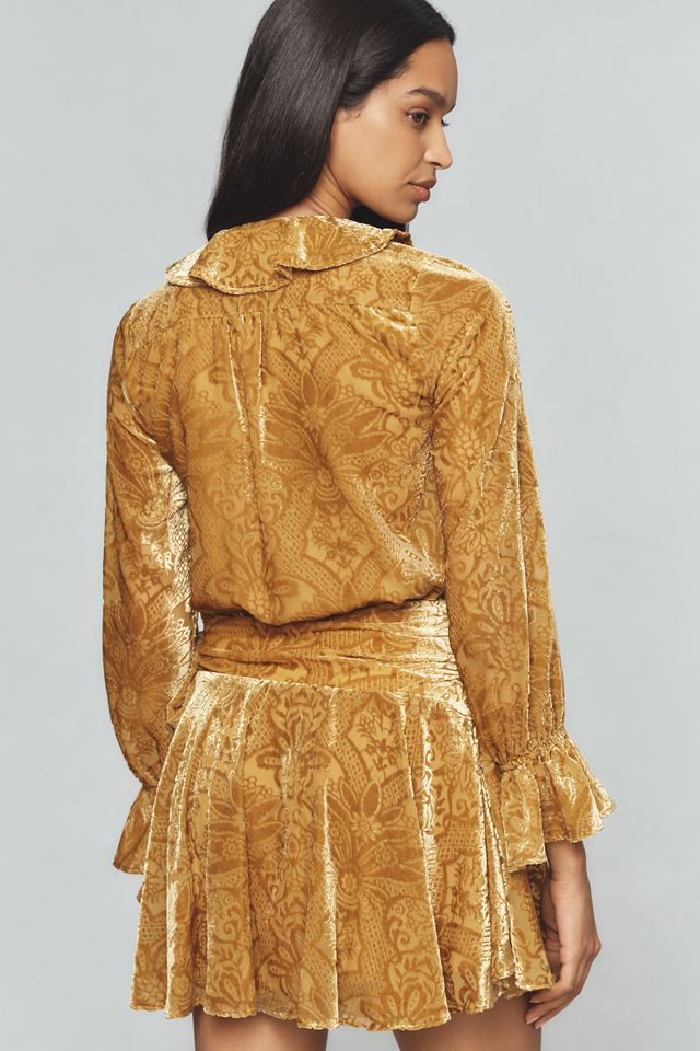 By Anthropologie V-Neck Velvet Mini Dress #1