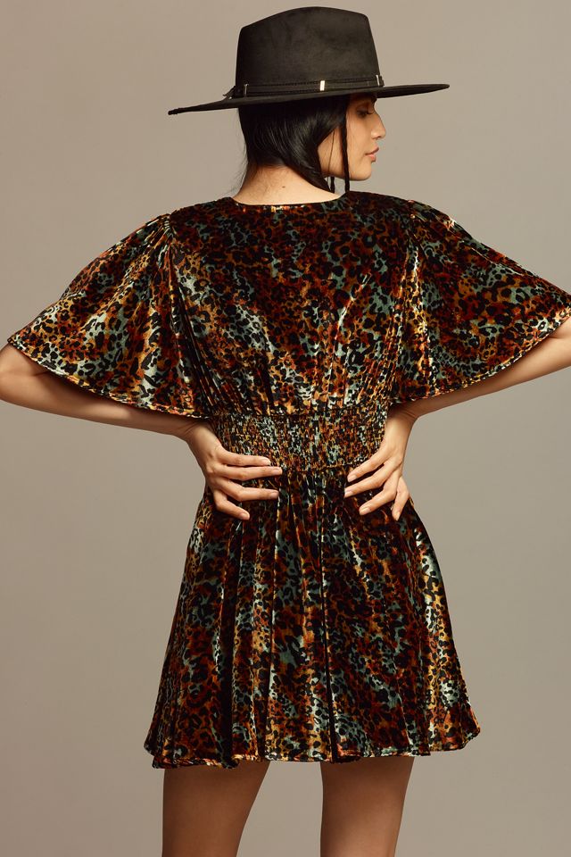By Anthropologie Short-Sleeve Velvet Mini Dress #2