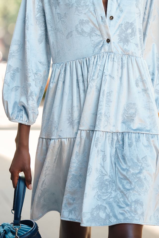Maeve Bettina Velvet Tiered Mini Shirtdress #3