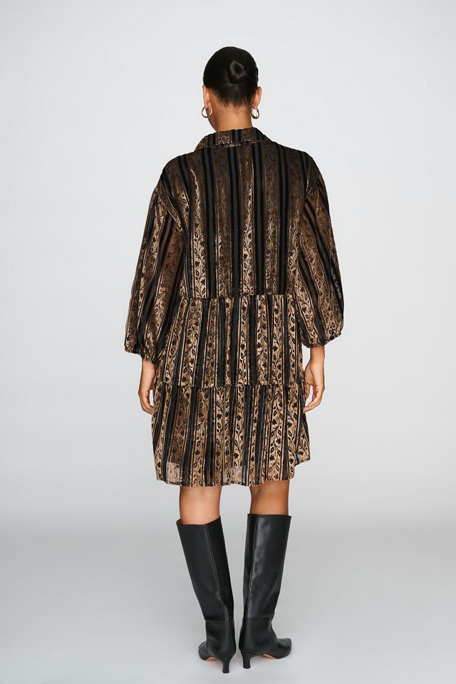 Maeve Bettina Velvet Tiered Mini Shirtdress #1
